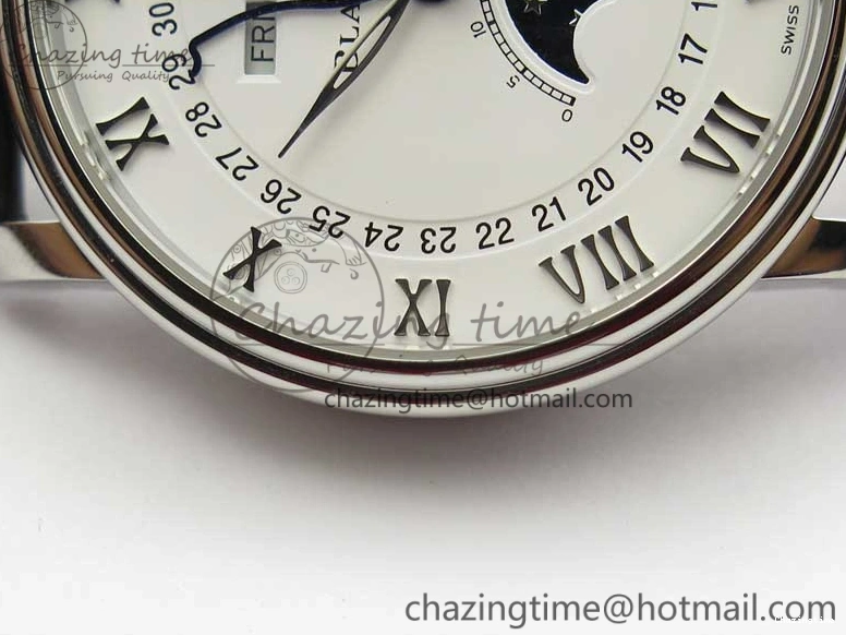 0311 MultiPurpose Villeret 6654 SS Complicated Function OMF 1:1 Best Edition White Dial on Black Leather Strap A6654 V 7901